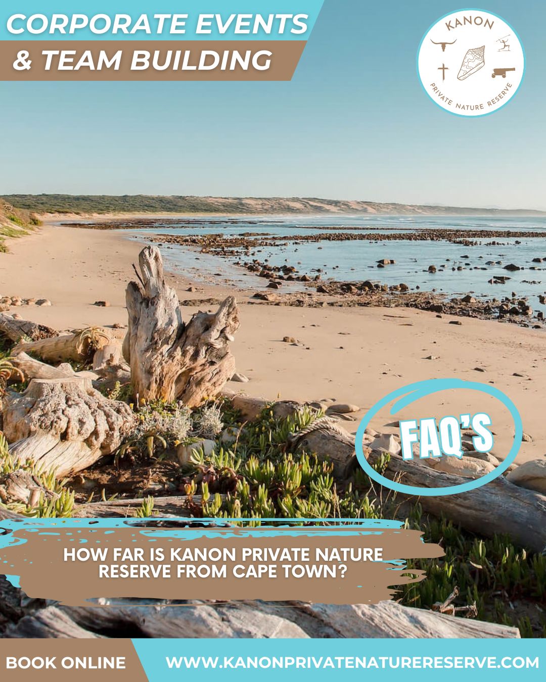How far is Kanon Private Nature Reserve from Cape Town - KPNR - Corporate Events and Team Building - FAQs